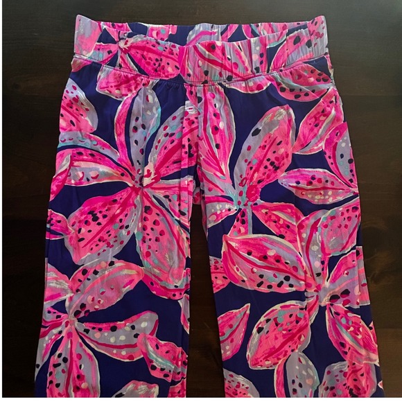 Lilly Pulitzer Wide Leg Zebra Floral Print Lounge Pants Blue Pink Womens Size XS - Picture 4 of 8